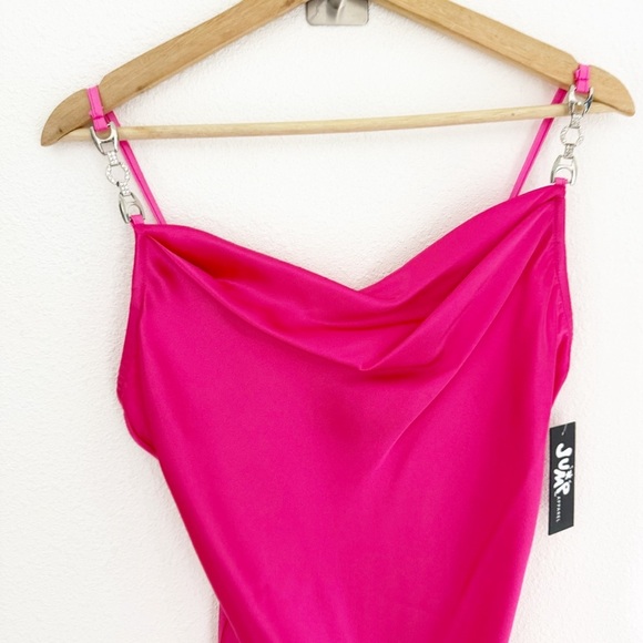NWT Jump Apparel Pink Satin Cowl Neck Slip Dress, Size Medium - Picture 3 of 9